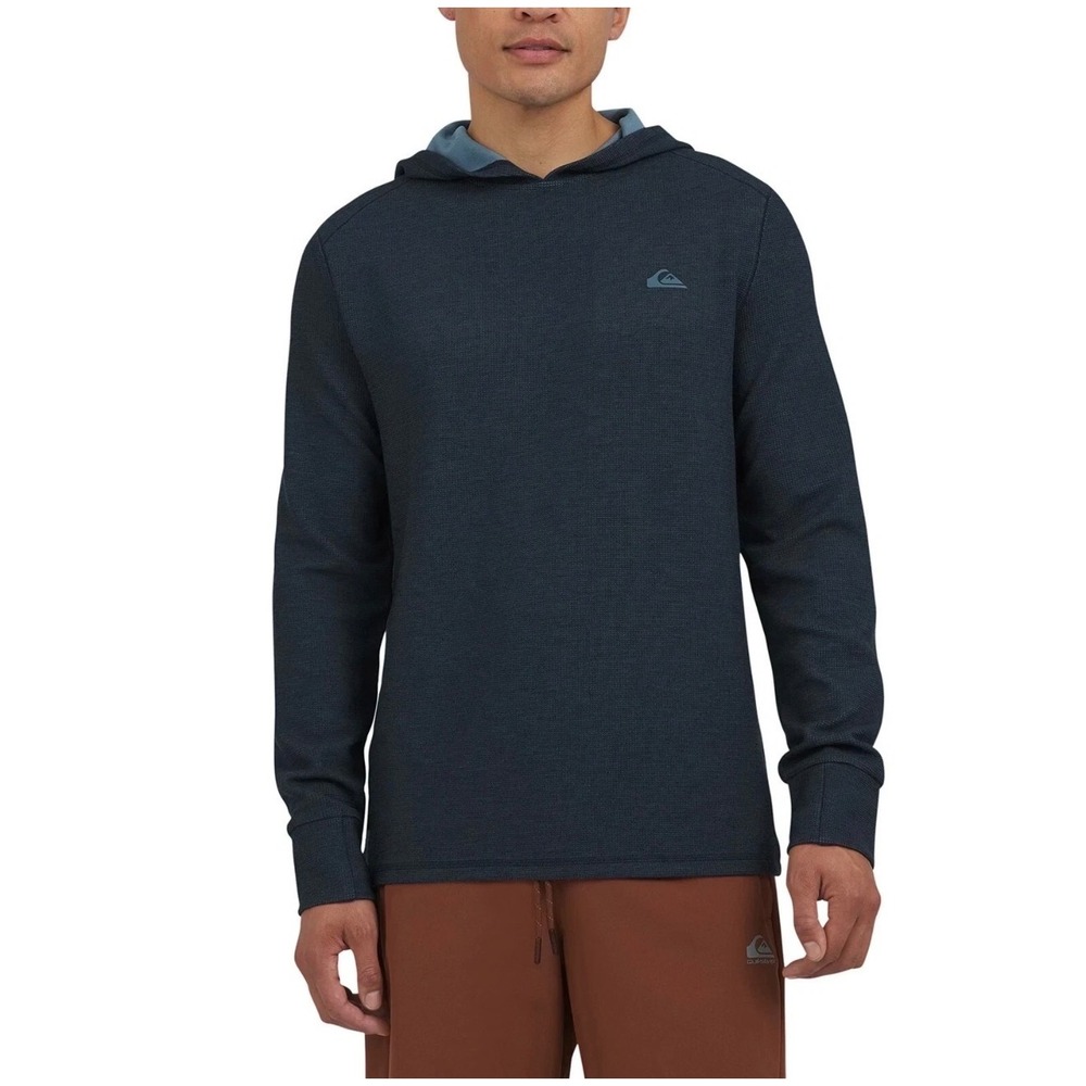 Quiksilver DryFlight Mens Blue Waffle Knit Hoodie Regular Fit •M• Layering Surf